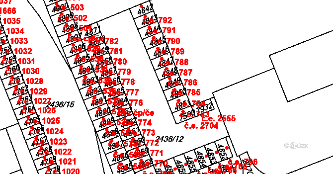 Hodonín 785 na parcele st. 4849 v KÚ Hodonín, Katastrální mapa
