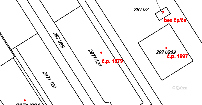 Kuřim 1579 na parcele st. 2971/123 v KÚ Kuřim, Katastrální mapa