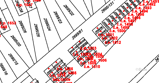 Pelhřimov 1503 na parcele st. 2695/98 v KÚ Pelhřimov, Katastrální mapa