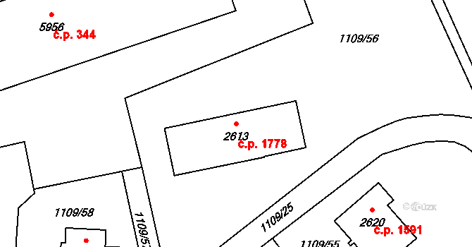 Zlín 1778 na parcele st. 2613 v KÚ Zlín, Katastrální mapa