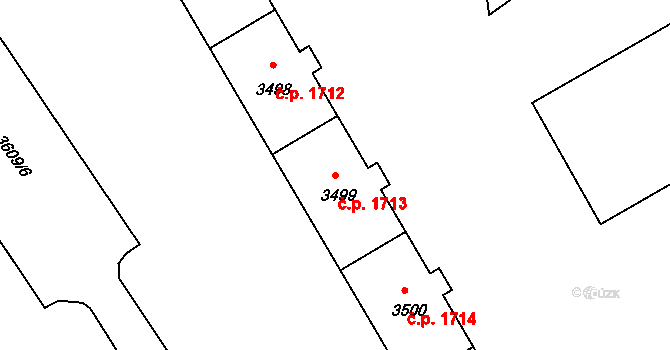 Poruba 1713, Ostrava na parcele st. 3499 v KÚ Poruba-sever, Katastrální mapa