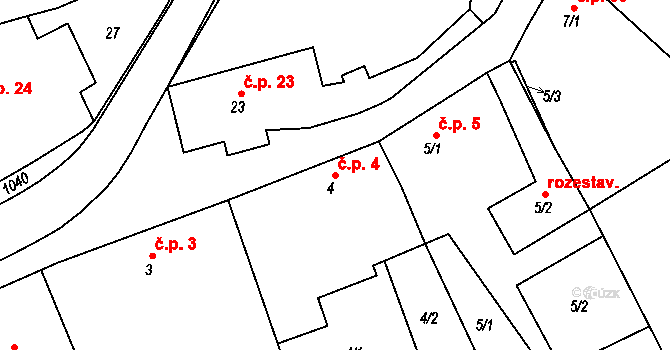 Štěpánov nad Svratkou 4 na parcele st. 4 v KÚ Štěpánov nad Svratkou, Katastrální mapa