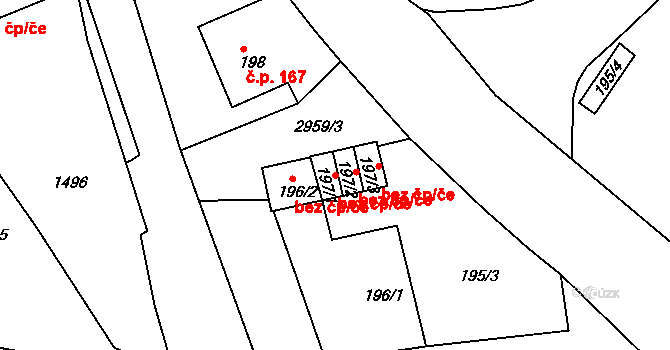 Rychnov nad Kněžnou 38494281 na parcele st. 197/1 v KÚ Rychnov nad Kněžnou, Katastrální mapa