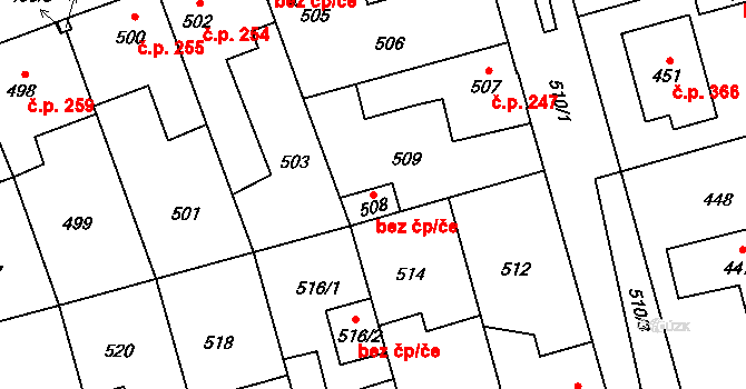 Hřebeč 38572281 na parcele st. 508 v KÚ Hřebeč, Katastrální mapa