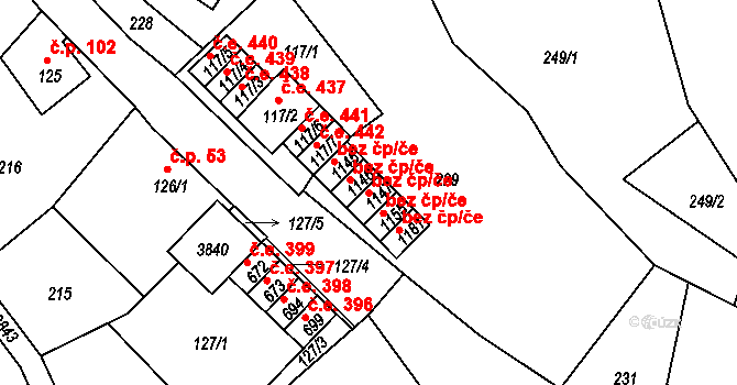 Krupka 39133281 na parcele st. 1147 v KÚ Krupka, Katastrální mapa