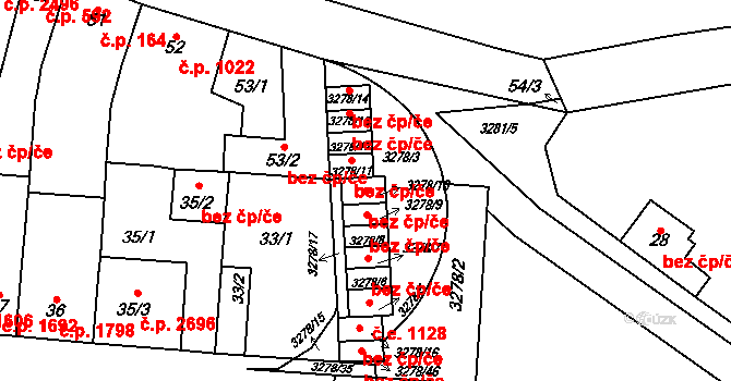 Brno 39492281 na parcele st. 3278/10 v KÚ Líšeň, Katastrální mapa