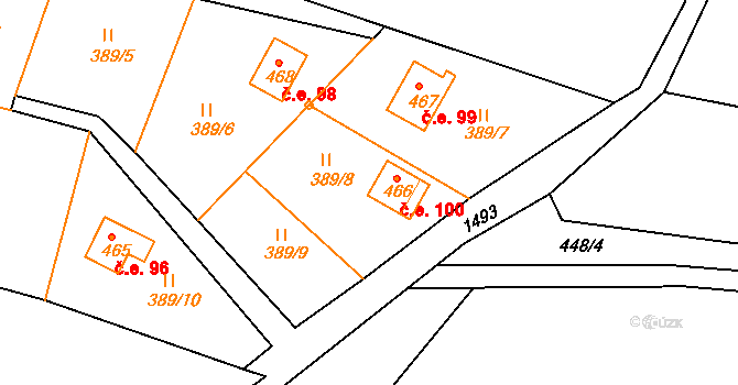 Lukov 100 na parcele st. 466 v KÚ Lukov u Zlína, Katastrální mapa