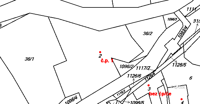 Smolina 1, Valašské Klobouky na parcele st. 2 v KÚ Smolina, Katastrální mapa