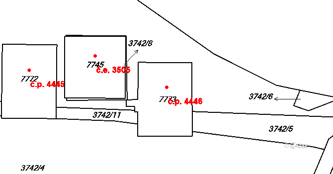 Zlín 4446 na parcele st. 7773 v KÚ Zlín, Katastrální mapa