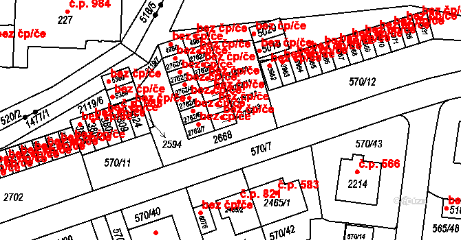Třebíč 42364281 na parcele st. 2762/13 v KÚ Třebíč, Katastrální mapa