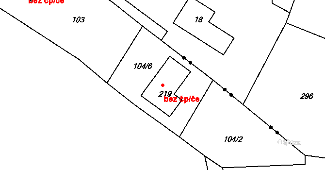 Cetenov 42752281 na parcele st. 219 v KÚ Hrubý Lesnov, Katastrální mapa