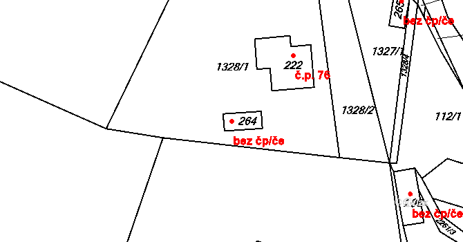 Lánov 43217281 na parcele st. 264 v KÚ Horní Lánov, Katastrální mapa