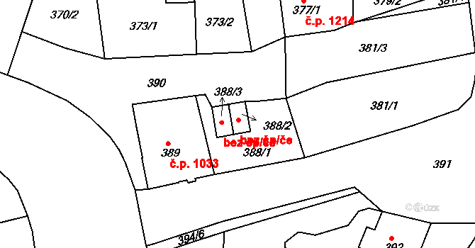 Tachov 43333281 na parcele st. 388/2 v KÚ Tachov, Katastrální mapa