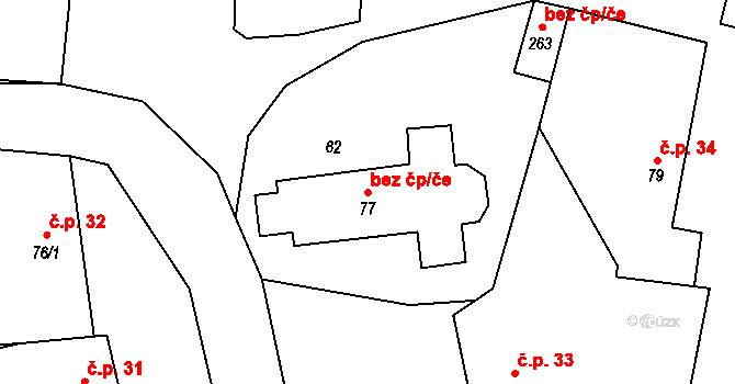 Ptení 43663281 na parcele st. 77 v KÚ Ptení, Katastrální mapa