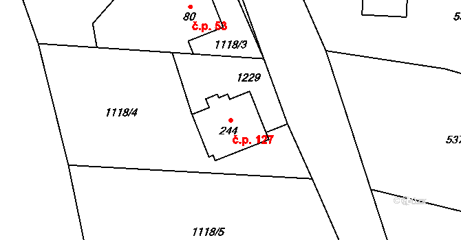 Podvihov 127, Opava na parcele st. 244 v KÚ Podvihov, Katastrální mapa