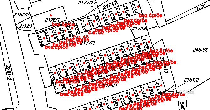 Černovice 45037281 na parcele st. 2177/10 v KÚ Černovice u Chomutova, Katastrální mapa
