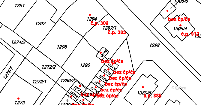 Bílina 45066281 na parcele st. 1297/2 v KÚ Bílina, Katastrální mapa