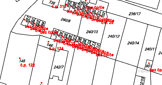 Hostomice 45072281 na parcele st. 709 v KÚ Hostomice nad Bílinou, Katastrální mapa
