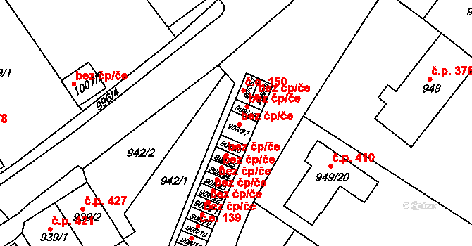 Teplice 45150281 na parcele st. 908/27 v KÚ Sobědruhy, Katastrální mapa