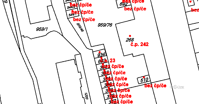 Velká Ledhuje 23, Police nad Metují na parcele st. 934 v KÚ Velká Ledhuje, Katastrální mapa