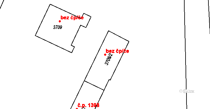 Kunovice 47864281 na parcele st. 3708/2 v KÚ Kunovice u Uherského Hradiště, Katastrální mapa