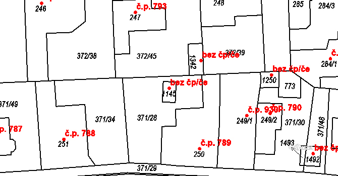 Hostivice 48529281 na parcele st. 1145 v KÚ Litovice, Katastrální mapa