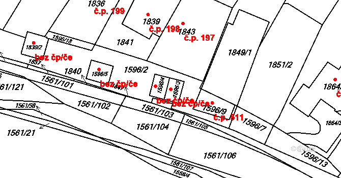 Brno 48570281 na parcele st. 1596/3 v KÚ Pisárky, Katastrální mapa
