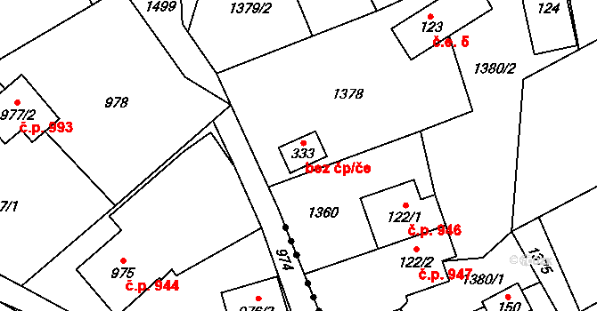 Písečná 48741281 na parcele st. 333 v KÚ Písečná u Jablunkova, Katastrální mapa