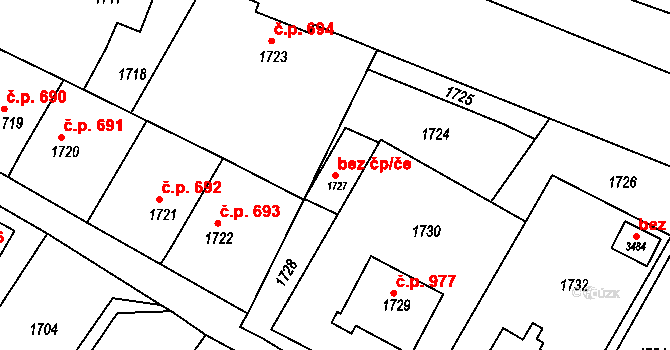 Rýmařov 49322281 na parcele st. 1727 v KÚ Rýmařov, Katastrální mapa
