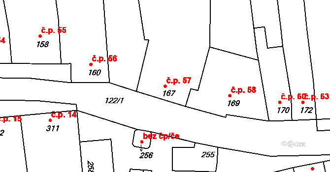 Marefy 57, Bučovice na parcele st. 167 v KÚ Marefy, Katastrální mapa