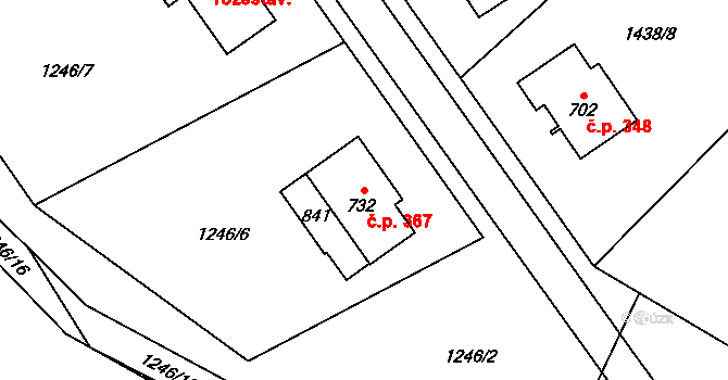 Svratouch 367 na parcele st. 732 v KÚ Svratouch, Katastrální mapa