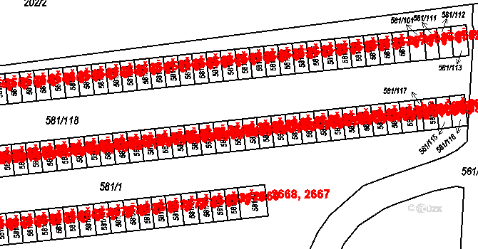 Bludovice 2654, Havířov na parcele st. 581/44 v KÚ Bludovice, Katastrální mapa