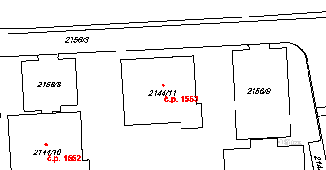 Žamberk 1553 na parcele st. 2144/11 v KÚ Žamberk, Katastrální mapa
