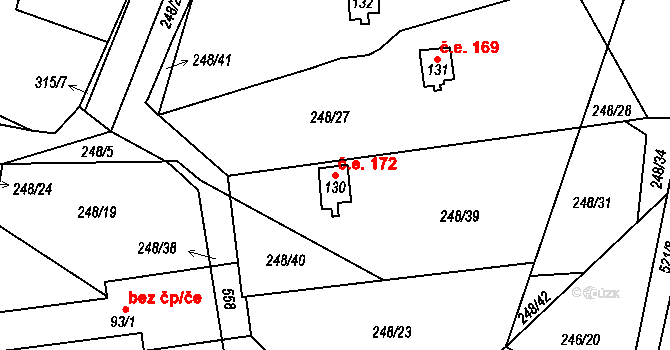 Trpišov 172, Slatiňany na parcele st. 130 v KÚ Trpišov, Katastrální mapa