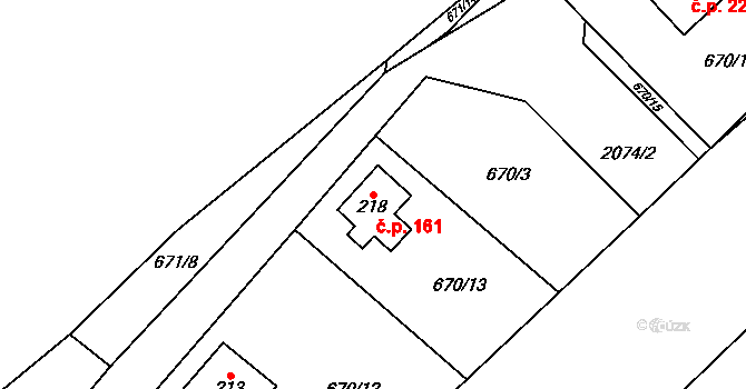 Kobylá nad Vidnavkou 161 na parcele st. 218 v KÚ Kobylá nad Vidnavkou, Katastrální mapa