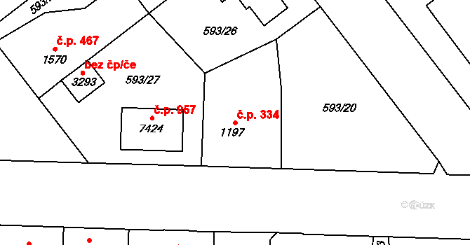 Beroun-Závodí 334, Beroun na parcele st. 1197 v KÚ Beroun, Katastrální mapa