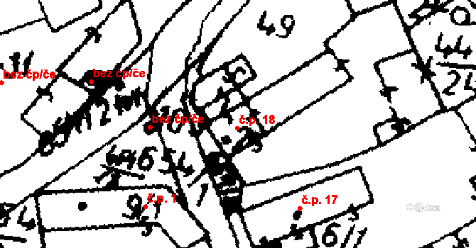 Jemníky 18 na parcele st. 7 v KÚ Jemníky, Katastrální mapa