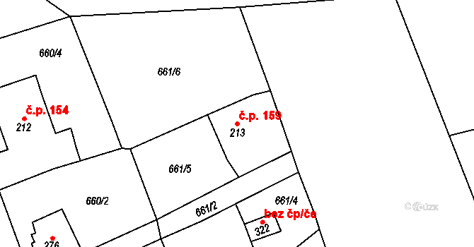 Kříše 159, Břasy na parcele st. 213 v KÚ Kříše, Katastrální mapa