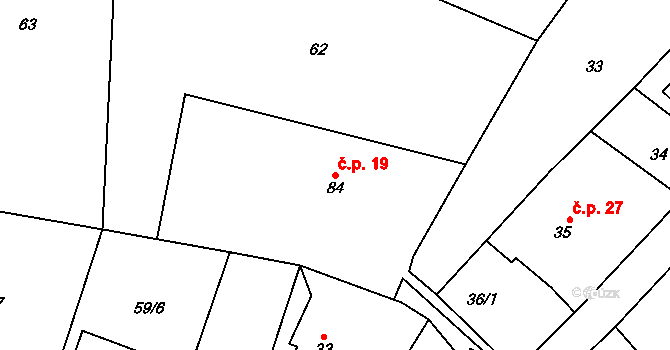 Kramolna 19 na parcele st. 84 v KÚ Kramolna, Katastrální mapa