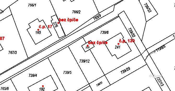 Záchlumí 78465281 na parcele st. 250 v KÚ Záchlumí, Katastrální mapa