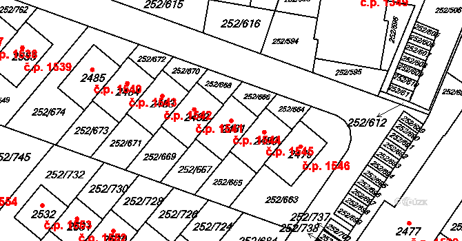 Rosice 1544 na parcele st. 2481 v KÚ Rosice u Brna, Katastrální mapa
