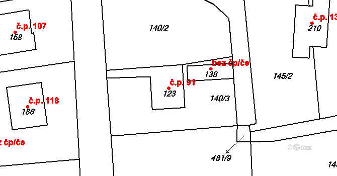 Hájov 91, Příbor na parcele st. 123 v KÚ Hájov, Katastrální mapa