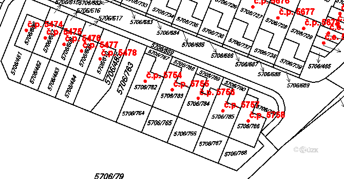 Jihlava 5755 na parcele st. 5706/783 v KÚ Jihlava, Katastrální mapa