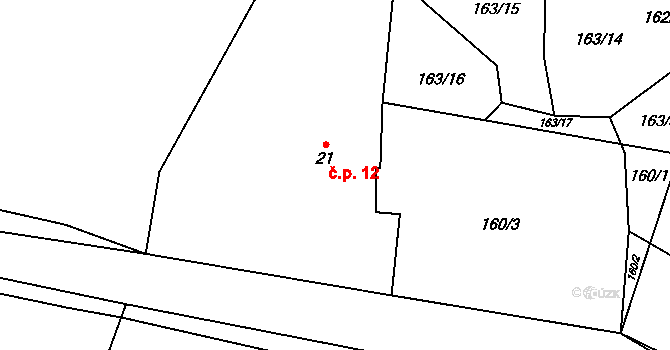 Nebílovský Borek 12, Štěnovický Borek na parcele st. 21 v KÚ Nebílovský Borek, Katastrální mapa