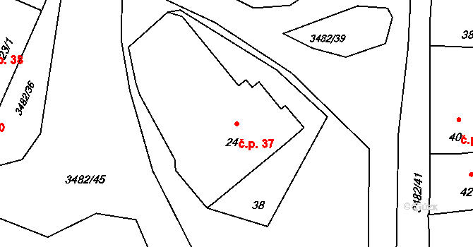Kozojedy 37 na parcele st. 24 v KÚ Kozojedy u Kralovic, Katastrální mapa