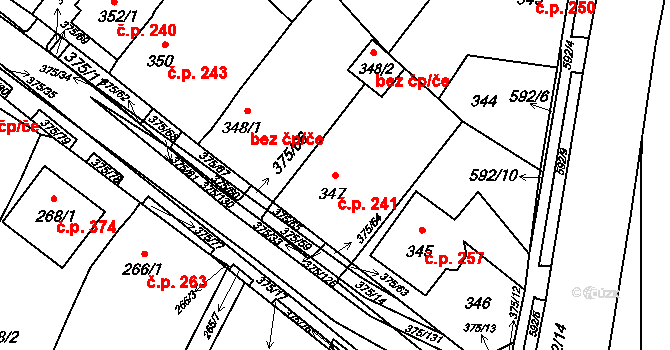 Březno 241 na parcele st. 347 v KÚ Březno u Chomutova, Katastrální mapa