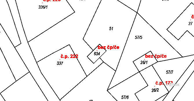 Bozkov 93696281 na parcele st. 634 v KÚ Bozkov, Katastrální mapa