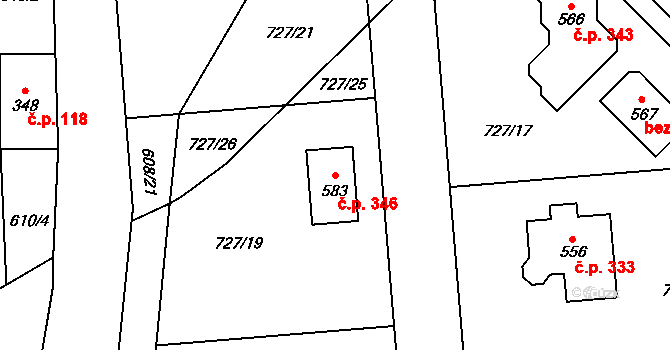 Libštát 346 na parcele st. 583 v KÚ Libštát, Katastrální mapa