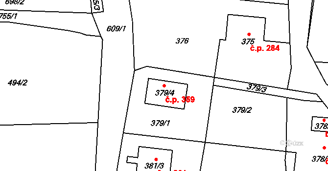 Kaňk 359, Kutná Hora na parcele st. 379/4 v KÚ Kaňk, Katastrální mapa