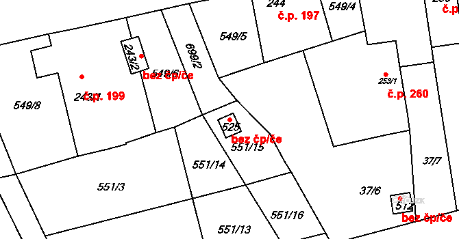 Dymokury 95504281 na parcele st. 525 v KÚ Dymokury, Katastrální mapa